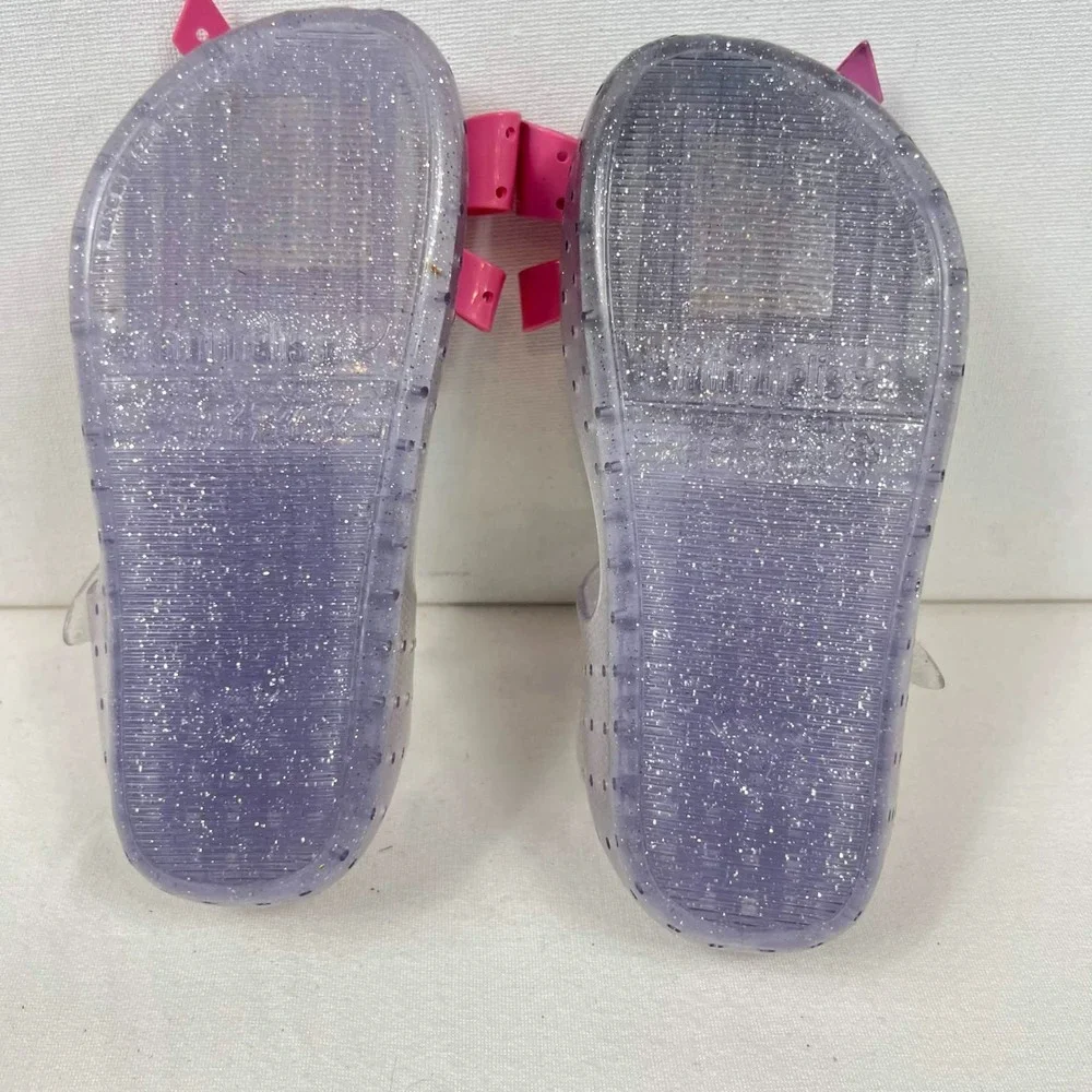 EUC Mini Melissa Ultragirl Bow Glitter Clear Pink Mary Jane Shoes Kids Sz 10